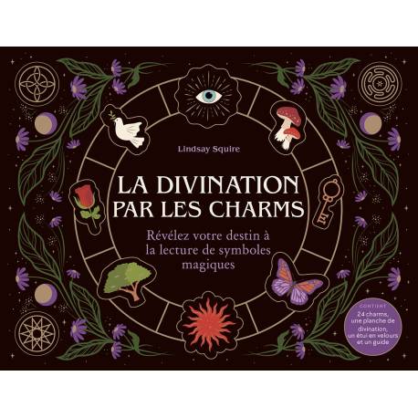 COFFRET LA DIVINATION PAR LES CHARMS - 24 CHARMS+1 PLANCHE DE DIVINATION+1 ETUI VELOURS+1 GUIDE