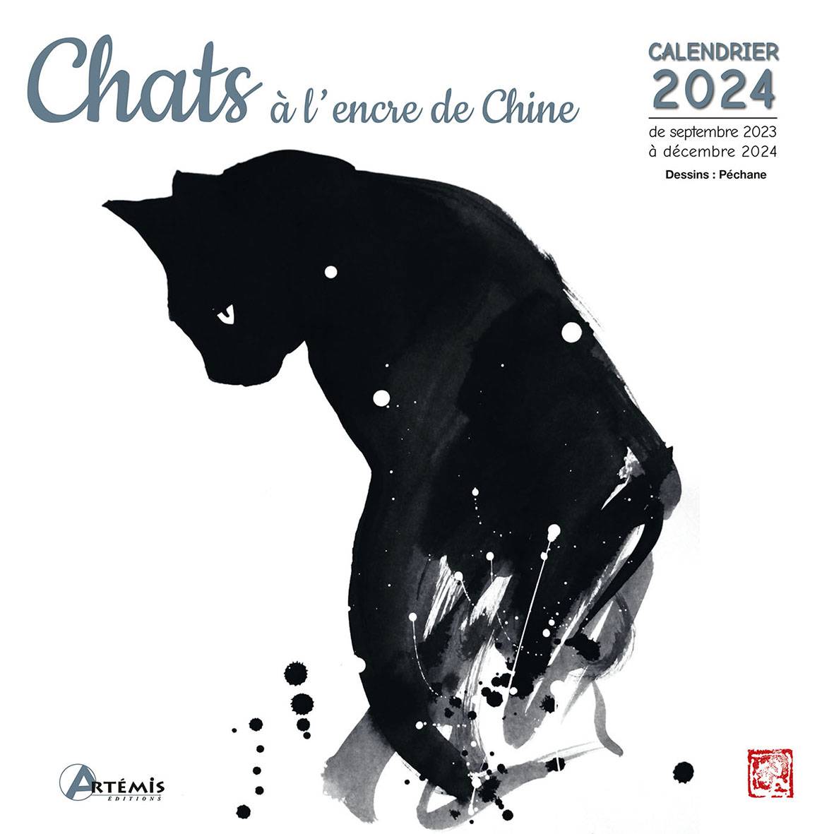 PERIODIQUE CALENDRIER CHATS A L'ENCRE DE CHINE 2024